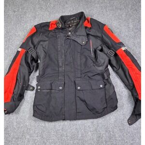 REV'IT! Motorcycle Jacket Men M Black Red Engineered Skin Textile Touring Coat